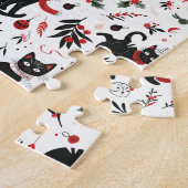 かわいいレトロ黒猫クリスマス ジグソーパズル (側面)