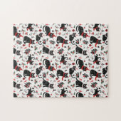 かわいいレトロ黒猫クリスマス ジグソーパズル (横)