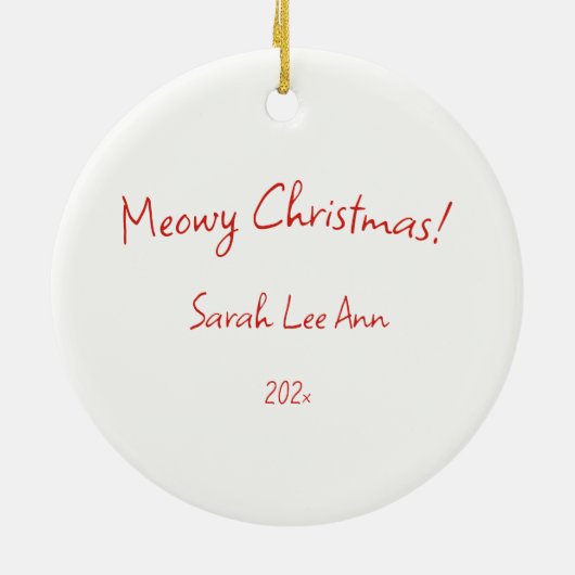 かわいいレトロ黒猫クリスマス セラミックオーナメント (裏面)