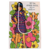 かわいいレトロ10代のガールハッピーバースデーグランドドーター ミディアムペーパーバッグ (裏面)