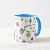 かわいいレトロ1960sクリスマスオーナメント パーソナライズされた マグカップ (正面右)