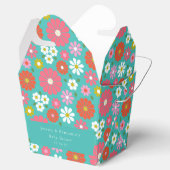 かわいいレトロ60s花ターコイズカスタム赤ちゃんシャワー フェイバーボックス (オープン)
