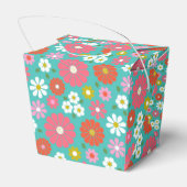 かわいいレトロ60s花ターコイズカスタム赤ちゃんシャワー フェイバーボックス (裏面サイド)