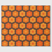 かわいいレトロ70s花幾何学花柄 ラッピングペーパー (フラット)