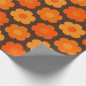 かわいいレトロ70s花幾何学花柄 ラッピングペーパー (角)