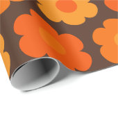 かわいいレトロ70s花幾何学花柄 ラッピングペーパー (ロールコーナー)