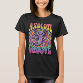かわいいレトロ アホロートル グルーヴ トリッピー 70 ヒッピーレインボー Tシャツ
