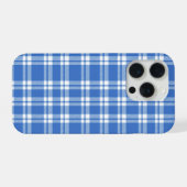かわいいレトロ ブルー ギンガム チェック エステティック iPhoneケース (裏面横)