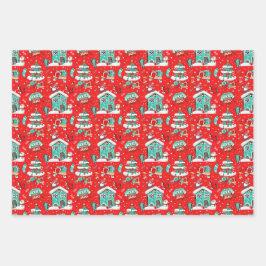 かわいいレトロ ラッピングペーパーシート