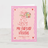 かわいいレトロ 手描きの犬の花束 バレンタインデー シーズンカード (正面)