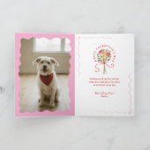 かわいいレトロ 手描きの犬の花束 バレンタインデー シーズンカード (内部)