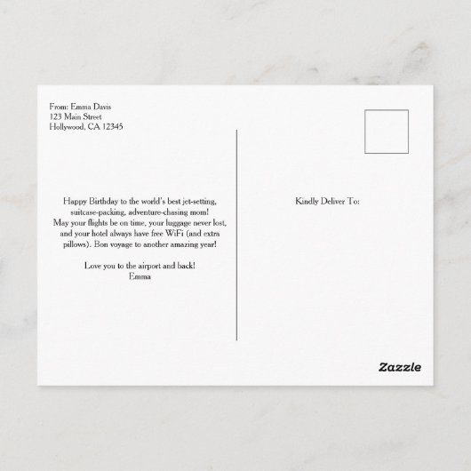 かわいいレトロ"旅行ママ",おもしろい旅行,カスタム写真撮影 ポストカード (裏面)