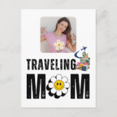 かわいいレトロ"旅行ママ",おもしろい旅行，カスタム写真撮影 ポストカード (正面)