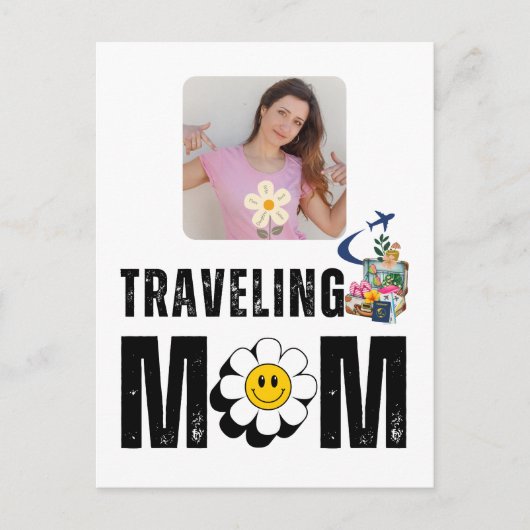 かわいいレトロ"旅行ママ",おもしろい旅行，カスタム写真撮影 ポストカード (正面)
