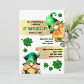 かわいいレプレシャン格言金ゴールドグリーンおもしろいシック 招待状 (スタンド正面)