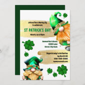 かわいいレプレシャン格言金ゴールドグリーンおもしろいシック 招待状 (正面/裏面)