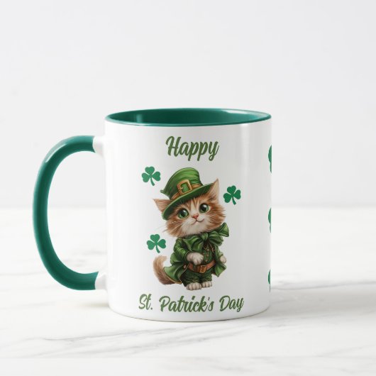 かわいいレプレシャン猫マグカップ – Happy St. Patrick's Day マグカップ (左)