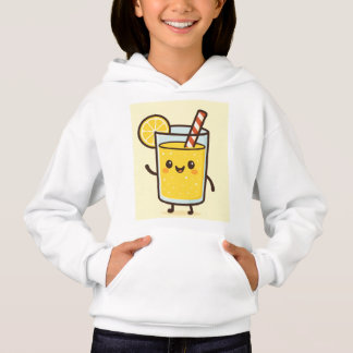 かわいいレモネードのドリンクのキャラクターホワイトパーカー