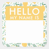 かわいいレモンこんにちは私の名前はシール スクエアシール (正面)