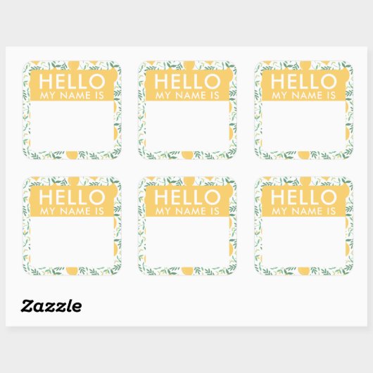 かわいいレモンこんにちは私の名前はシール スクエアシール (シート)