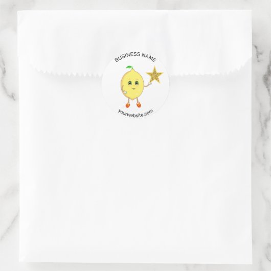 かわいいレモンとカスタマイズ可能なビジネスロゴスター ラウンドシール (バッグ)