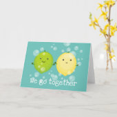 かわいいレモンとライムのフルーツバレンタインイラスト カード (黄色い花)