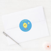 かわいいレモンとロゴの星のサンキュー ラウンドシール (封筒)