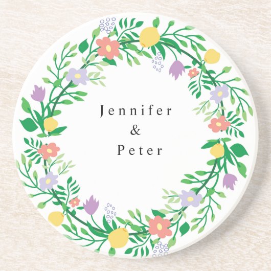 かわいいレモンと花のフローラ コースター (正面)