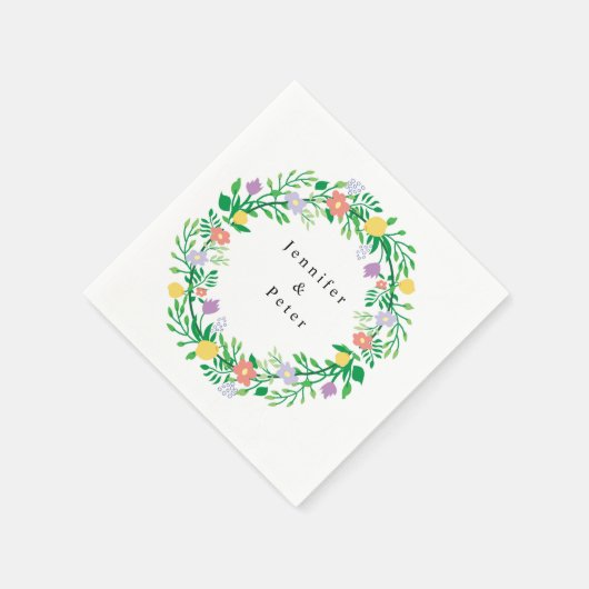 かわいいレモンと花のフローラ スタンダードカクテルナプキン (角)