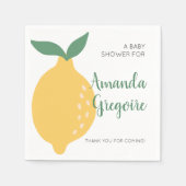 かわいいレモンと葉フルーツをテーマにした赤ちゃんシャワー スタンダードカクテルナプキン (正面)