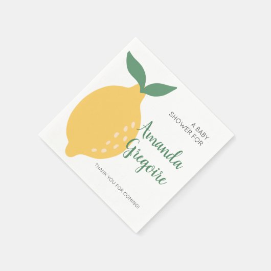 かわいいレモンと葉フルーツをテーマにした赤ちゃんシャワー スタンダードカクテルナプキン (角)