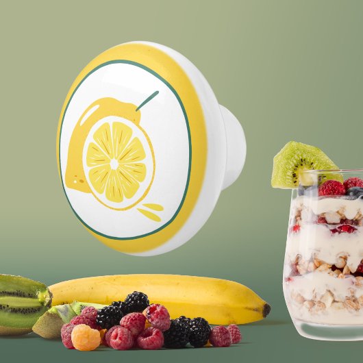 かわいいレモンのフルーツキッチンデッキ セラミックノブ