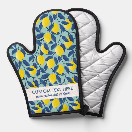 かわいいレモンのフルーツパターンあなたの文字をカスタム追加 鍋つかみ (正面/裏面)