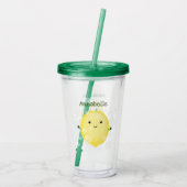 かわいいレモンのフルーツ漫画のバブルイラストレーション アクリルタンブラー (裏面)
