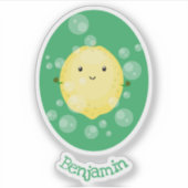 かわいいレモンのフルーツ漫画のバブルイラストレーション シール (正面)