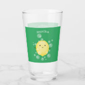 かわいいレモンのフルーツ漫画のバブルイラストレーション タンブラーグラス (裏面)