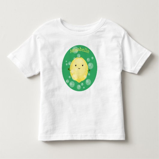かわいいレモンのフルーツ漫画のバブルイラストレーション トドラーTシャツ (正面)