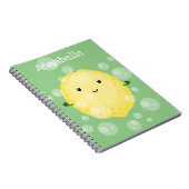 かわいいレモンのフルーツ漫画のバブルイラストレーション ノートブック (右側)