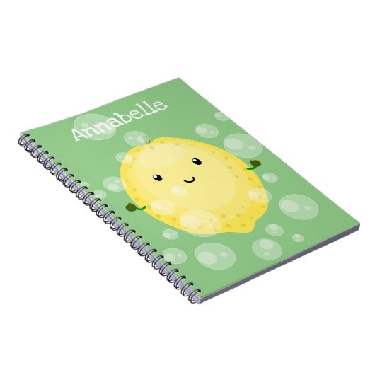 かわいいレモンのフルーツ漫画のバブルイラストレーション ノートブック (右側)