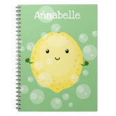 かわいいレモンのフルーツ漫画のバブルイラストレーション ノートブック (正面)