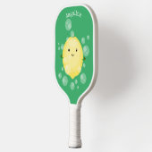 かわいいレモンのフルーツ漫画のバブルイラストレーション ピックルボールラケット (左)