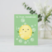 かわいいレモンのフルーツ漫画のバブルイラストレーション ポストカード (スタンド正面)