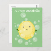 かわいいレモンのフルーツ漫画のバブルイラストレーション ポストカード (正面/裏面)