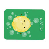 かわいいレモンのフルーツ漫画のバブルイラストレーション マグネット (横)