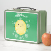 かわいいレモンのフルーツ漫画のバブルイラストレーション メタルランチボックス (インサイチュ)