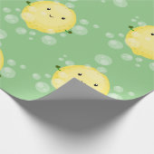 かわいいレモンのフルーツ漫画のバブルイラストレーション ラッピングペーパー (角)