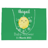 かわいいレモンのフルーツ漫画のバブルイラストレーション ラージペーパーバッグ (裏面)