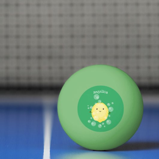 かわいいレモンのフルーツ漫画のバブルイラストレーション 卓球ボール (ネット)