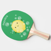 かわいいレモンのフルーツ漫画のバブルイラストレーション 卓球ラケット (横)