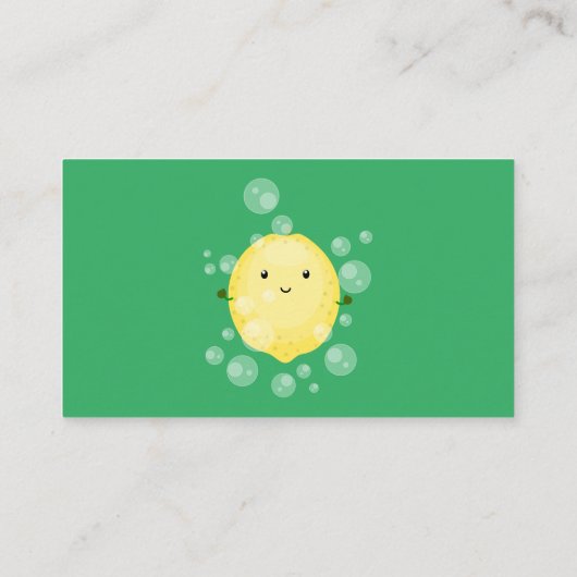 かわいいレモンのフルーツ漫画のバブルイラストレーション 名刺 (裏面)